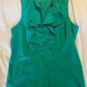 The Limited Teal Ruffle Front Blouse